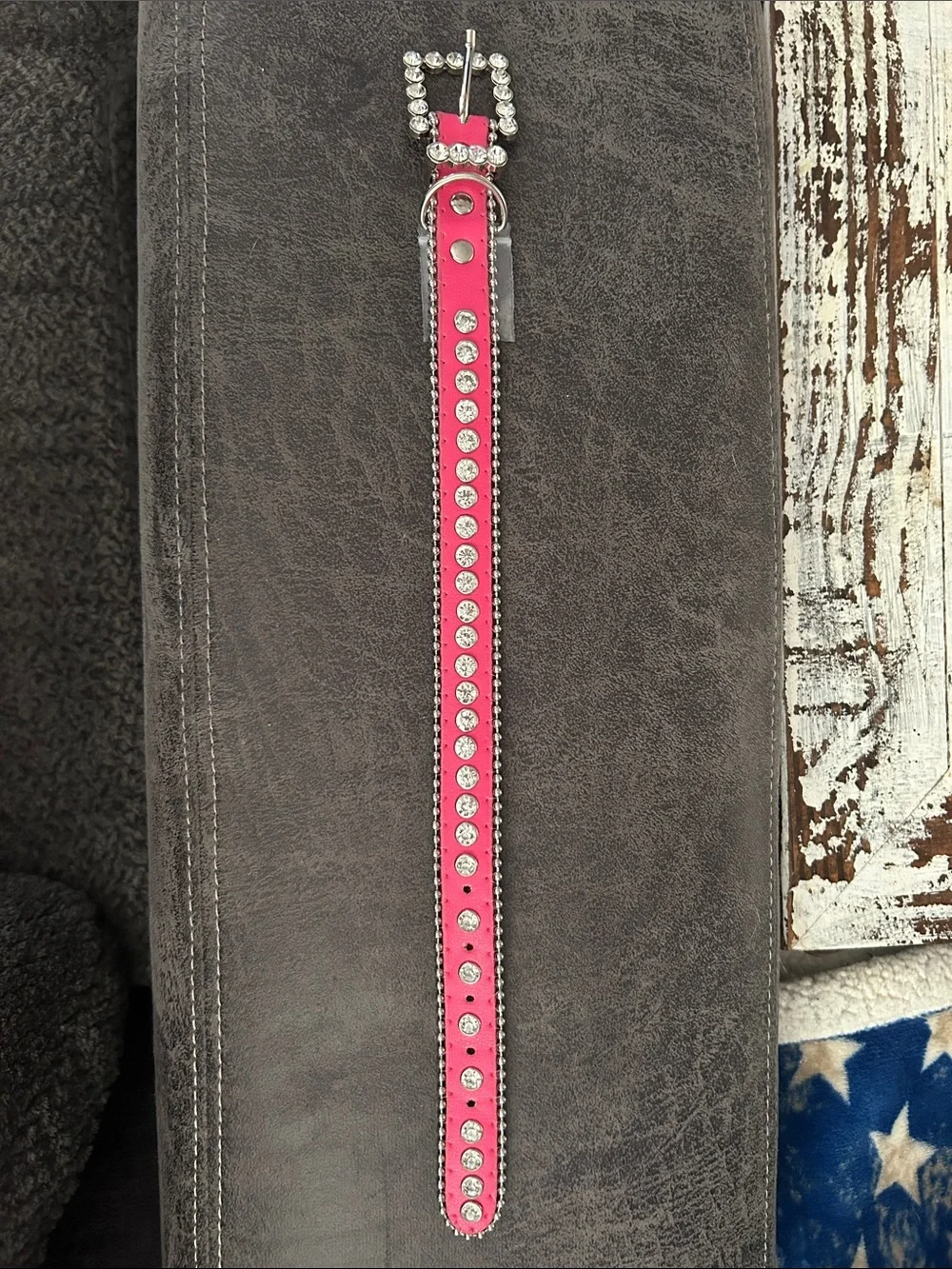 Pink Rhinestone Dog Collar with Bling Accent 16”